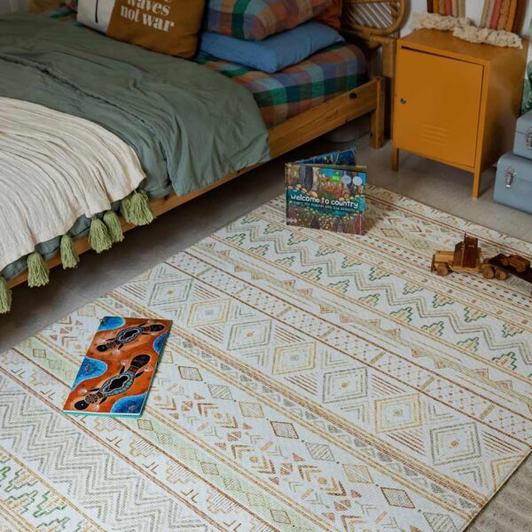 Rockabye River play mat- Savannah natural rug design in children's bedroom